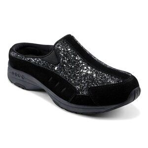 New in Box! Easy Spirit Traveltime Clogs Mule Slip On Black Glitter 625 Size 5